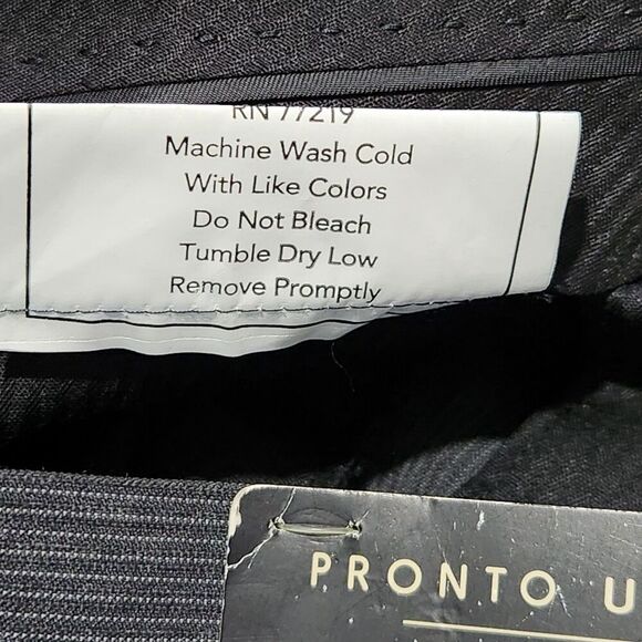 Pronto Uomo Dress Pants For Men Size 36x32 Black Striped Flat Front - Picture 9 of 10